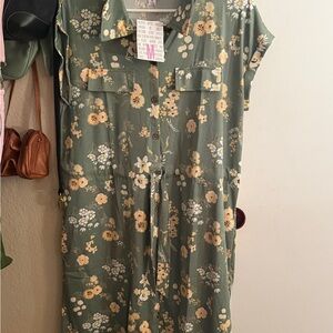LuLaRoe Green Floral High Low Dress